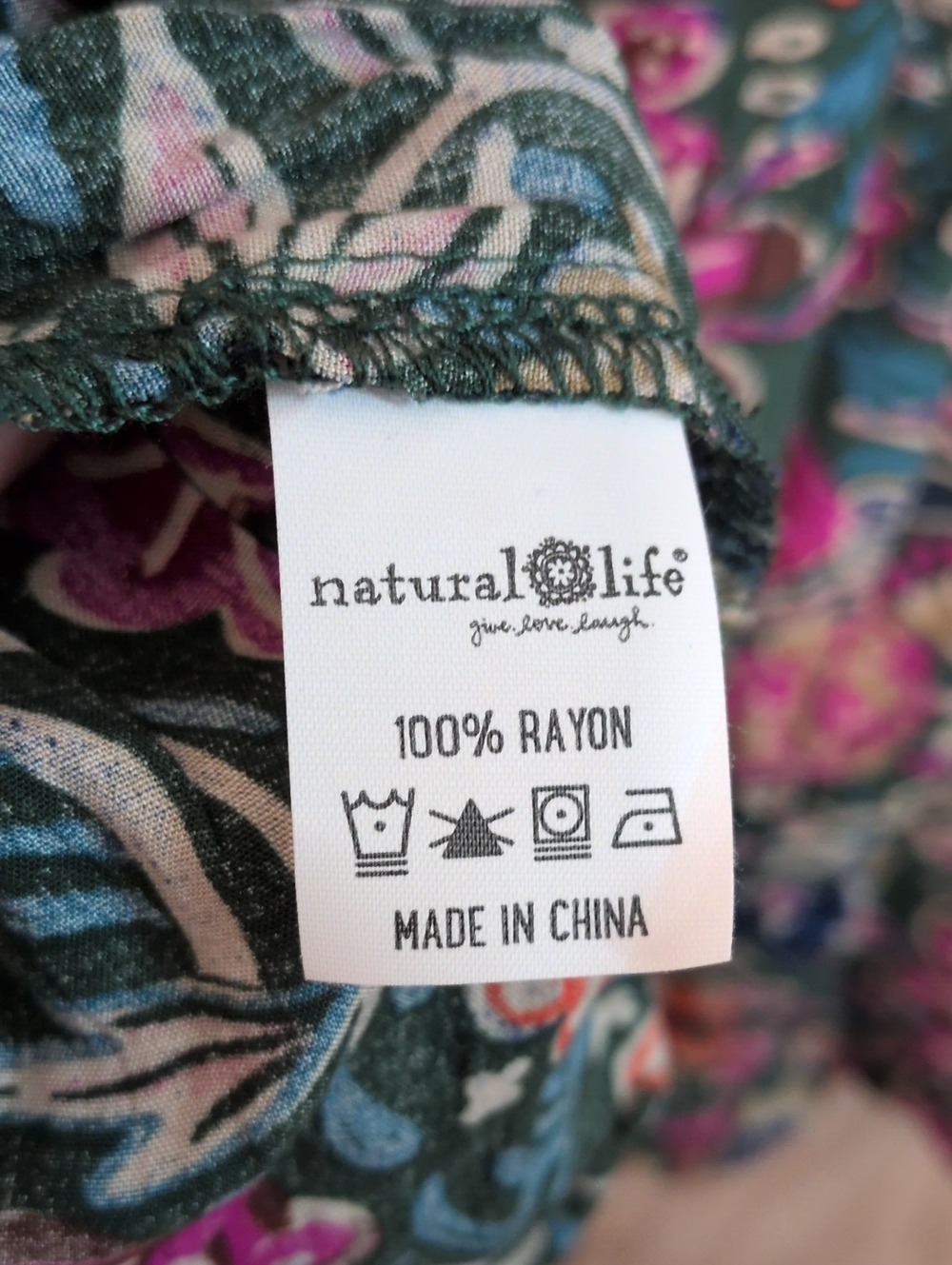 Natural Life Becca Mini Dress Green  Vines Floral Tiered Boho..Size Small (New) - Picture 7 of 8